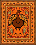 Harvest Turkey Autumn Leaves Border Rug