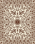 Ornate Brown Floral Scroll Medallion Rug