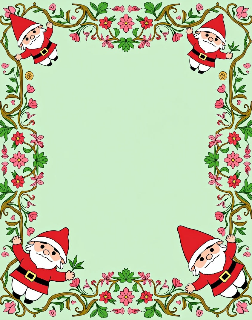 Whimsical Santa Gnome Floral Vine Rug