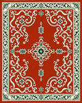 Ornate Vine Medallion Red Rug