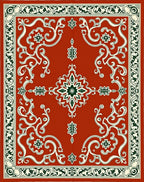 Ornate Vine Medallion Red Rug