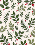 Green Branch Red Berry Botanical Rug