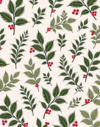 Green Branch Red Berry Botanical Rug