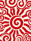 Bold Red Sun Swirl Rug