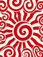 Bold Red Sun Swirl Rug