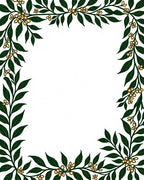 Dark Green Leafy Vine Border Rug