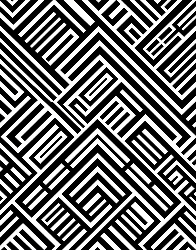 Monochromatic Geometric Maze Abstraction Rug
