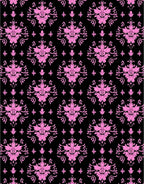 Pink Floral Damask Black Background Rug