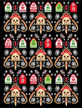 Folk Art Red Houses Snowflake Whimsy Rug