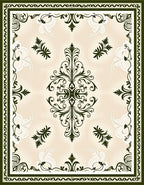 Emerald Green Damask Floral Ornament Rug