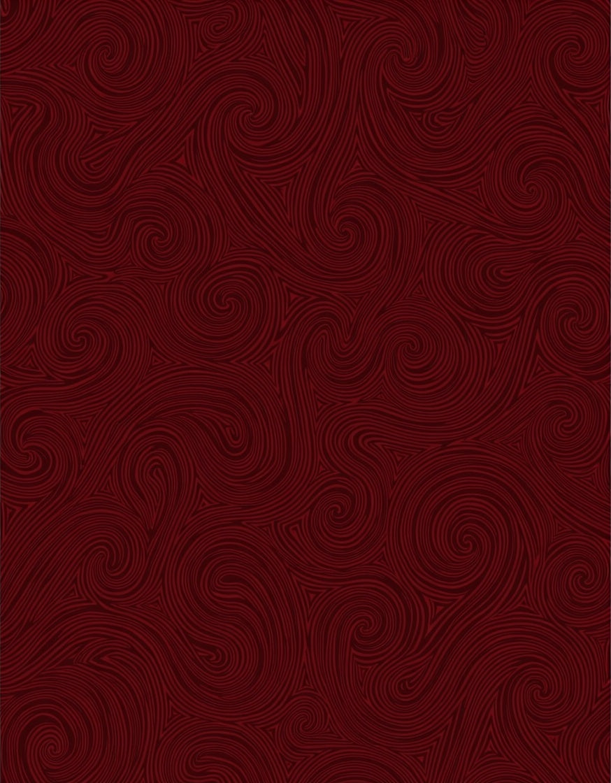 Dark Red Swirling Line Art Rug