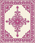Deep Magenta Floral Sunburst Frame Rug
