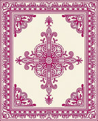Deep Magenta Floral Sunburst Frame Rug
