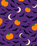 Purple Pumpkin Bat Moon Night Rug
