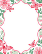 Pink Floral Butterfly Garden Rug