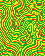 Vibrant Swirl Yellow Red Green Rug