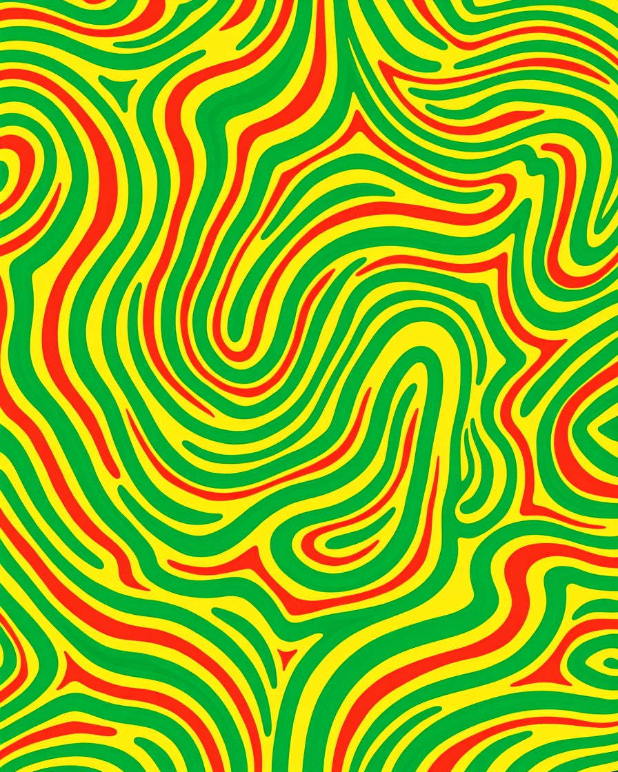 Vibrant Swirl Yellow Red Green Rug