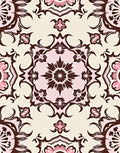 Brown Pink Floral Medallion Rug