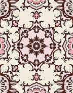 Brown Pink Floral Medallion Rug