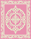Baroque Floral Ivory Pink Medallion Rug