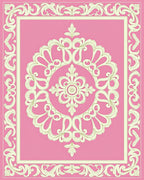 Baroque Floral Ivory Pink Medallion Rug