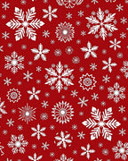White Snowflakes on Red Background Rug