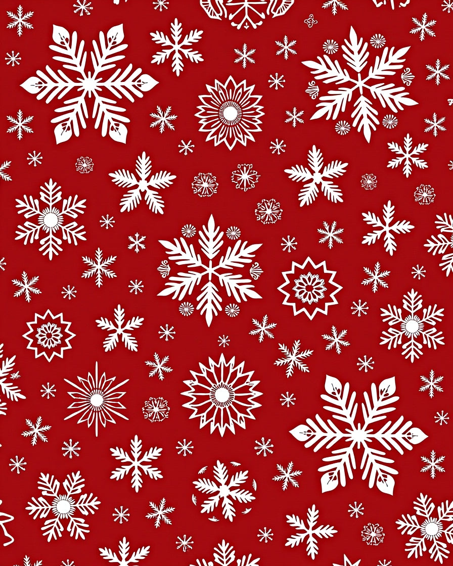 White Snowflakes on Red Background Rug