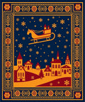 Winter Village Sleigh Ride Snowflakes Rug
