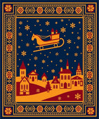 Winter Village Sleigh Ride Snowflakes Rug