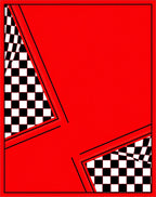 Bold Red Black White Checkered Slices Rug