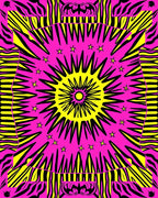 Hot Pink Yellow Burst Star Rug