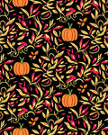 Autumn Pumpkin Floral Swirl Rug