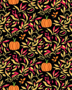 Autumn Pumpkin Floral Swirl Rug