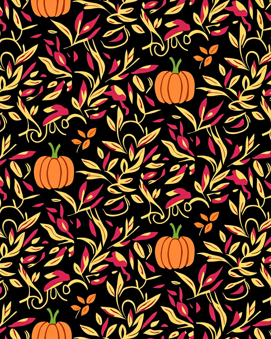 Autumn Pumpkin Floral Swirl Rug