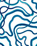 Oceanic Blue Abstract Wavy Lines Rug