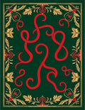 Rich Emerald Red Swirl Floral Border Rug