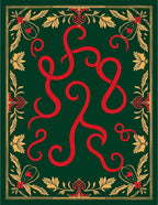 Rich Emerald Red Swirl Floral Border Rug