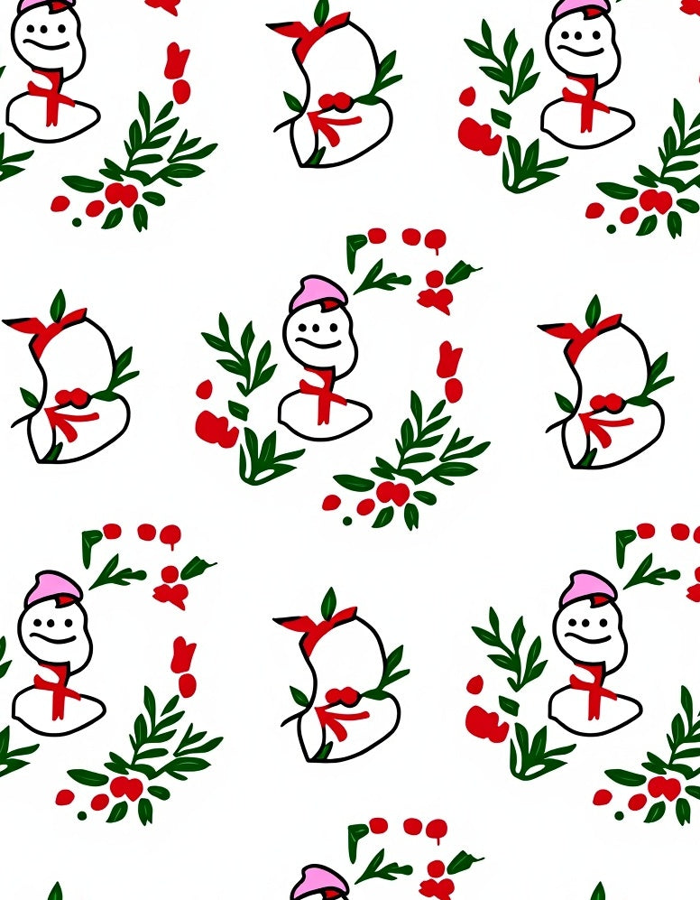 Pink Hat Red Scarf Berry Garland Rug