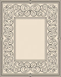 Ornate Beige Scroll Swirl Border Rug