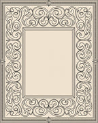 Ornate Beige Scroll Swirl Border Rug