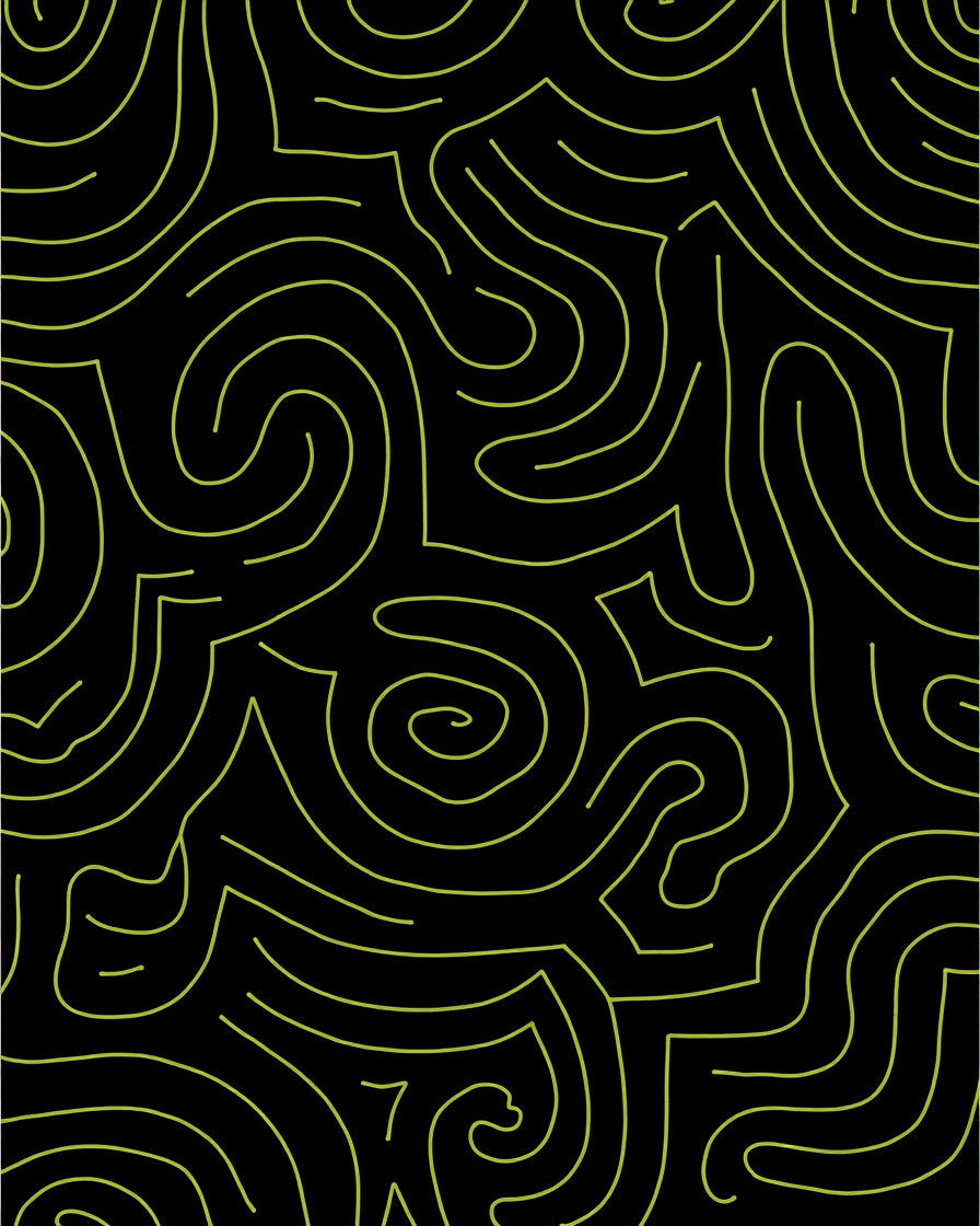 Lime Green Abstract Swirl Lines Rug