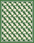 Emerald Green Leafy Border Repeating Rug