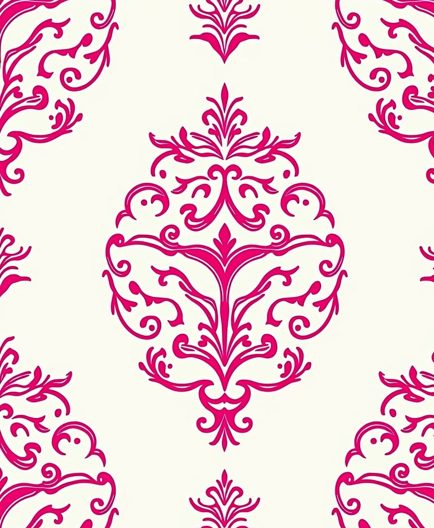 Crimson Damask Scrollwork Medallion Rug