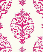 Crimson Damask Scrollwork Medallion Rug