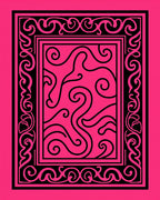Hot Pink Black Swirls Border Rug