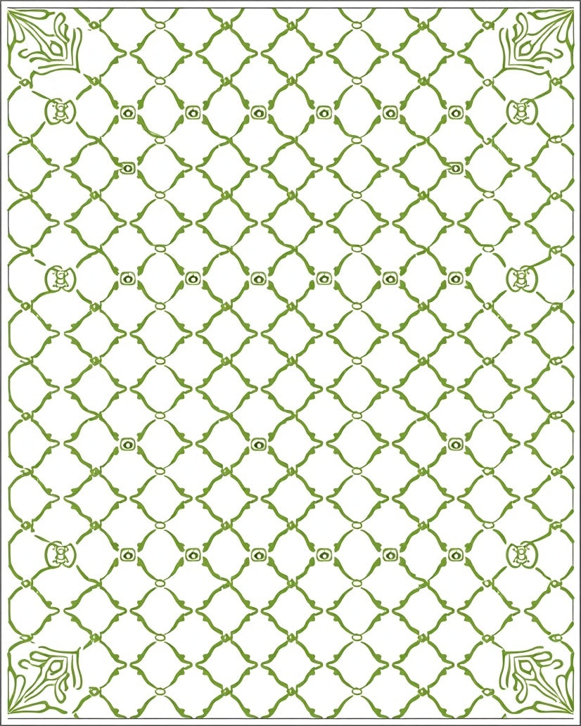 Emerald Lattice Filigree Repeating Rug