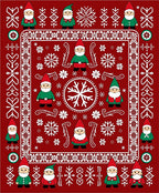 Charming Crimson Gnome Snowflake Swirl Rug