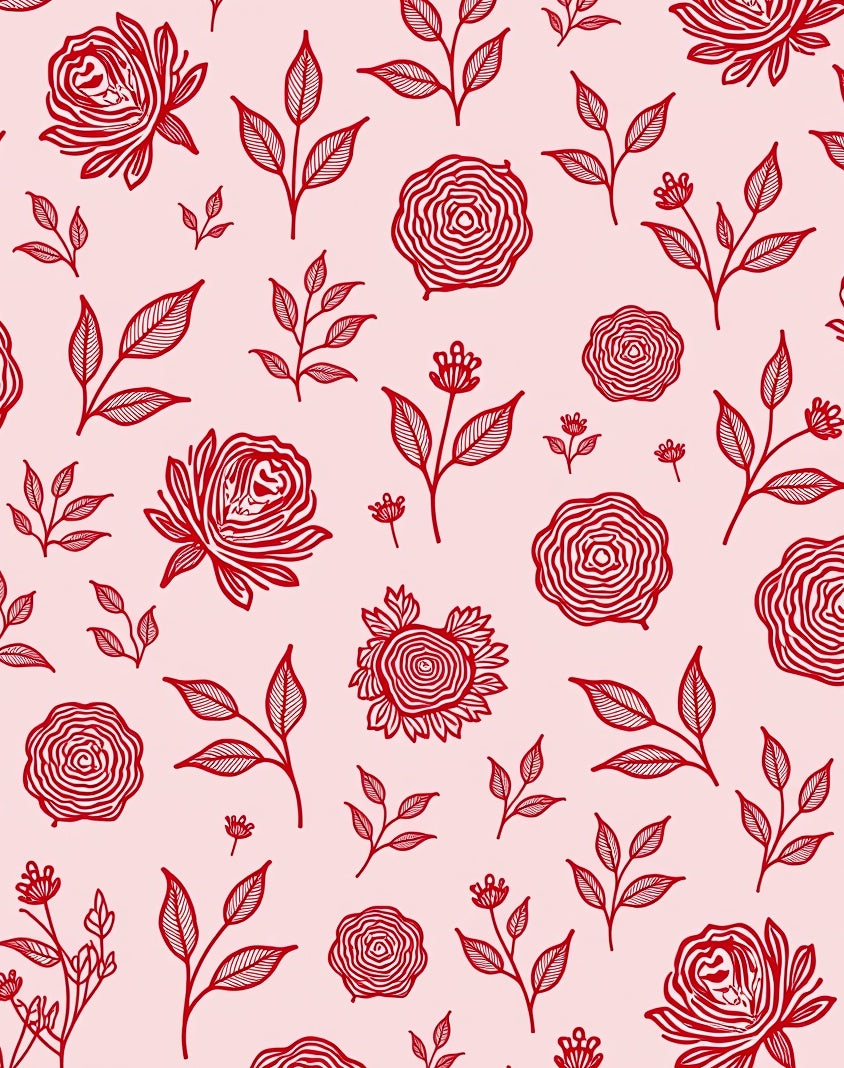 Crimson Floral Vine Botanical Rug