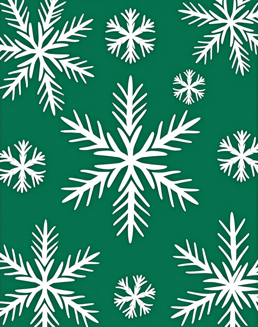 White Snowflakes on Emerald Green Rug