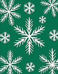 White Snowflakes on Emerald Green Rug